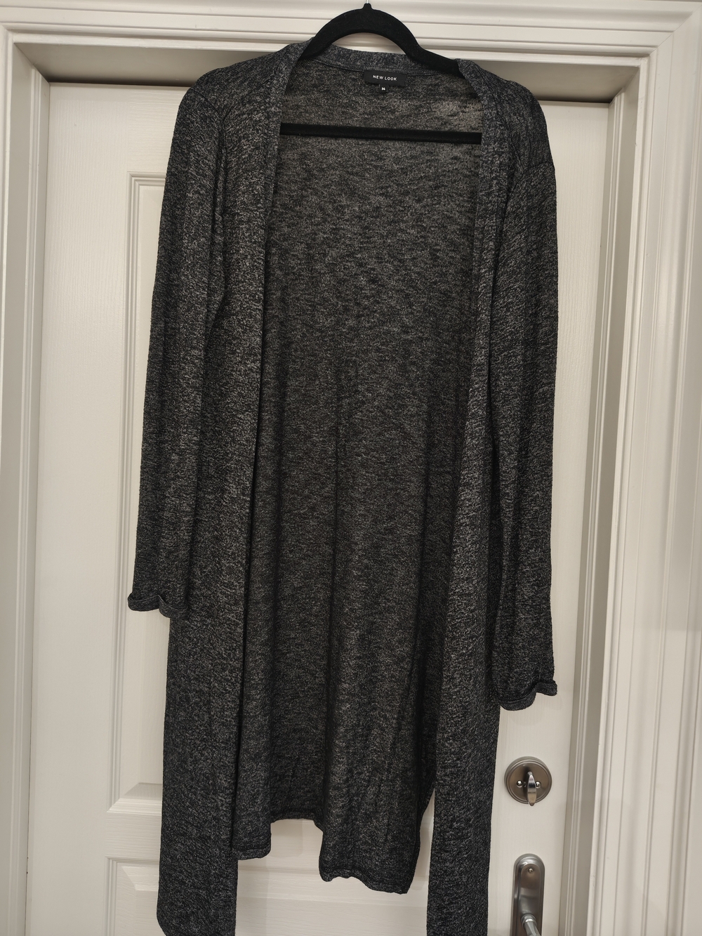 New Look Charcoal Gray Open-Front Long Cardigan